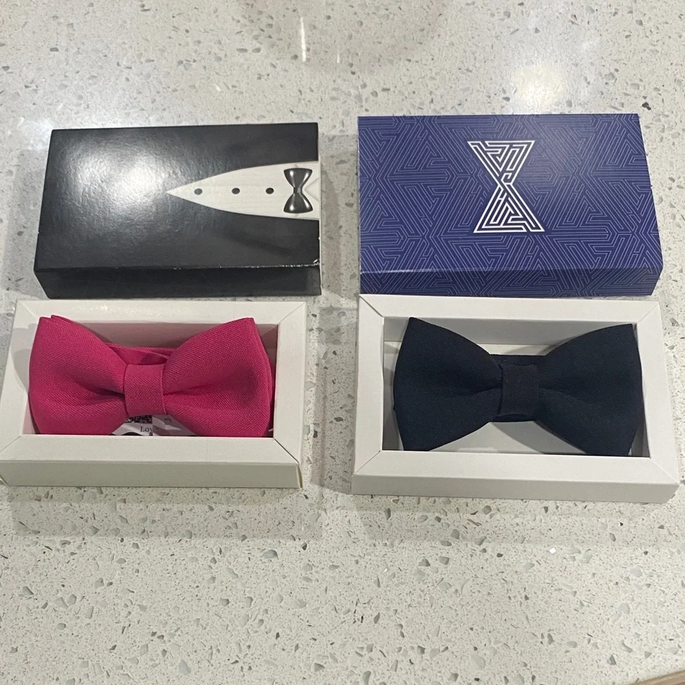 Kids Bow Ties in Magenta Pink and Black